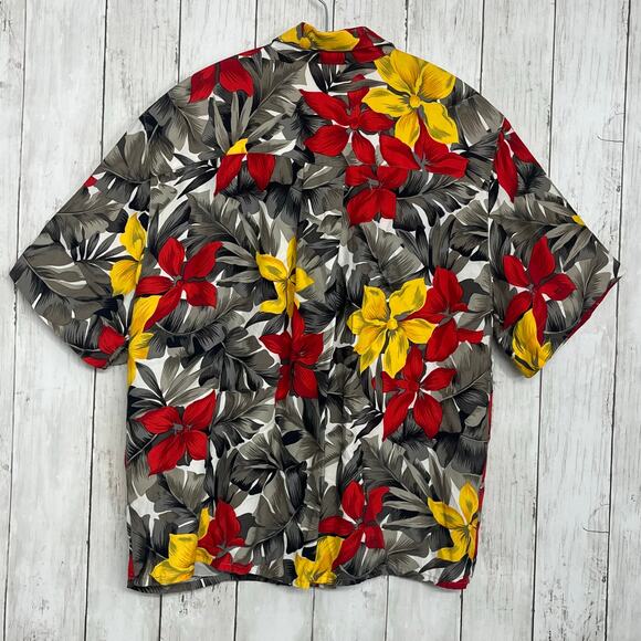 Rena Rowan Saville Short Sleeve Tropical Floral Summer Button Down Shirt 8 - Picture 2 of 9